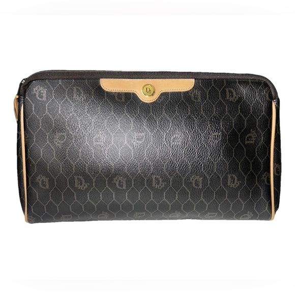 Christian Dior Brown Honeycomb Vintage Clutch Bag